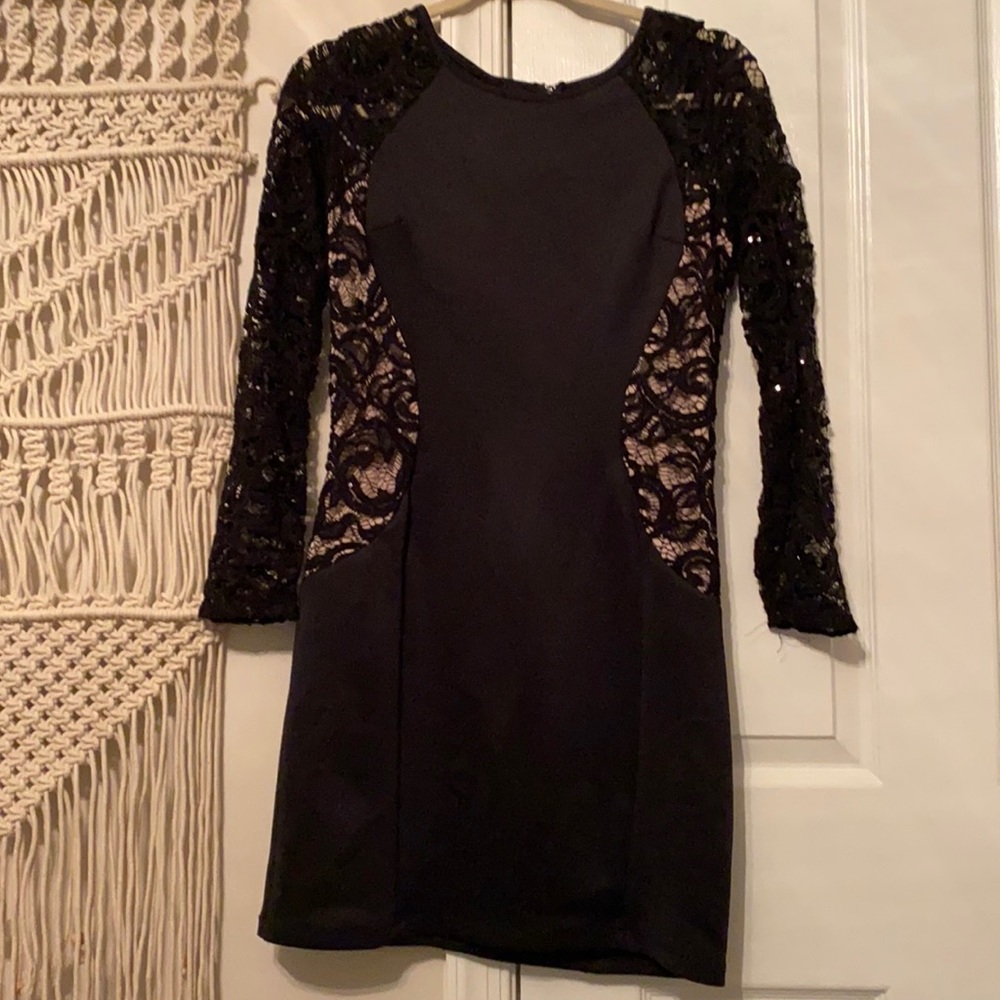 black sequin dress